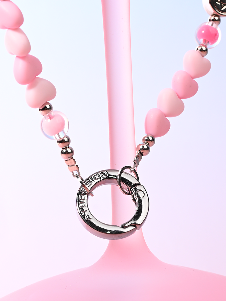 Pink heart Pone Chain