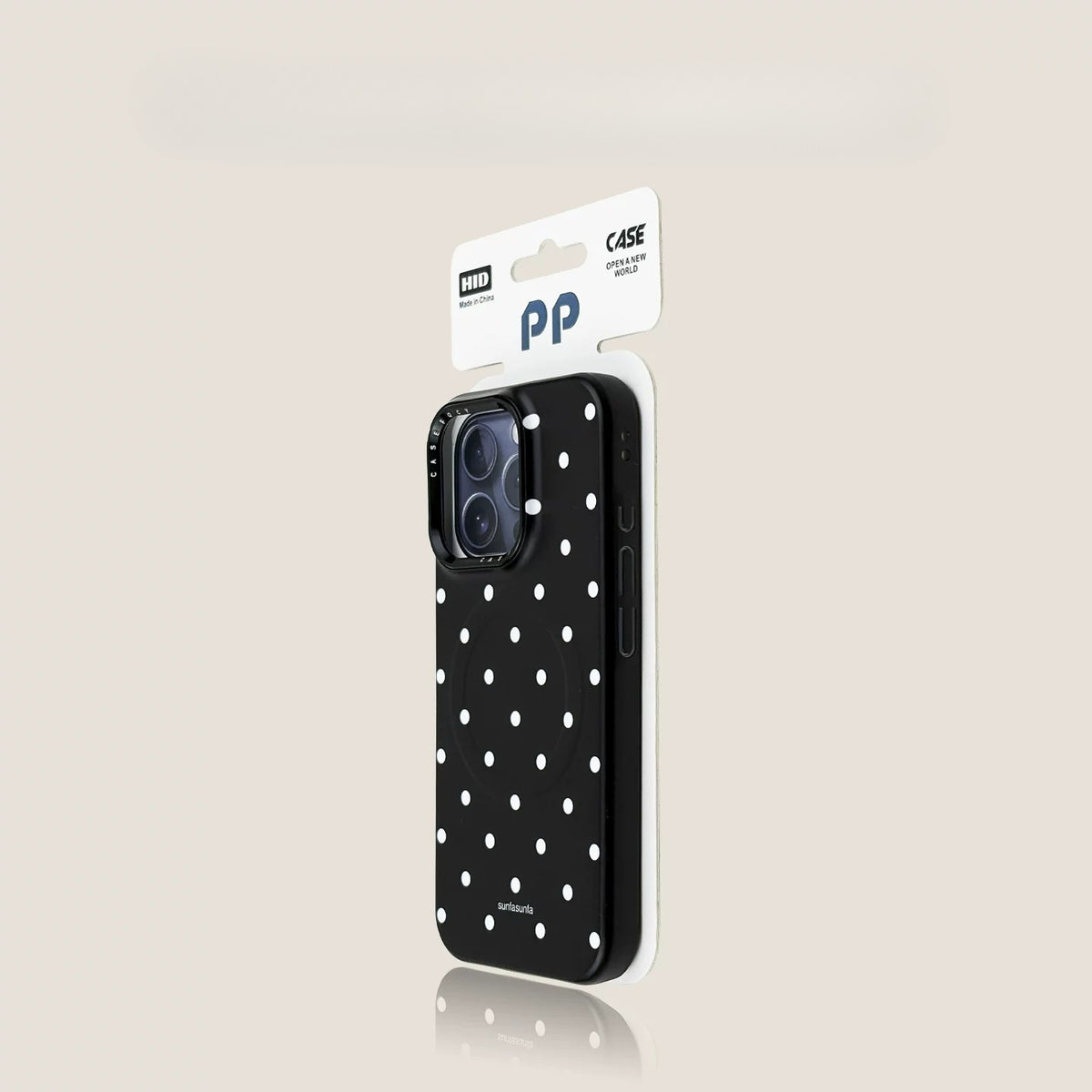 Casekai black background full screen white polka dot pearl flower bracket
