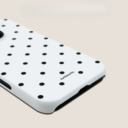 Casekai black background full screen white polka dot pearl flower bracket