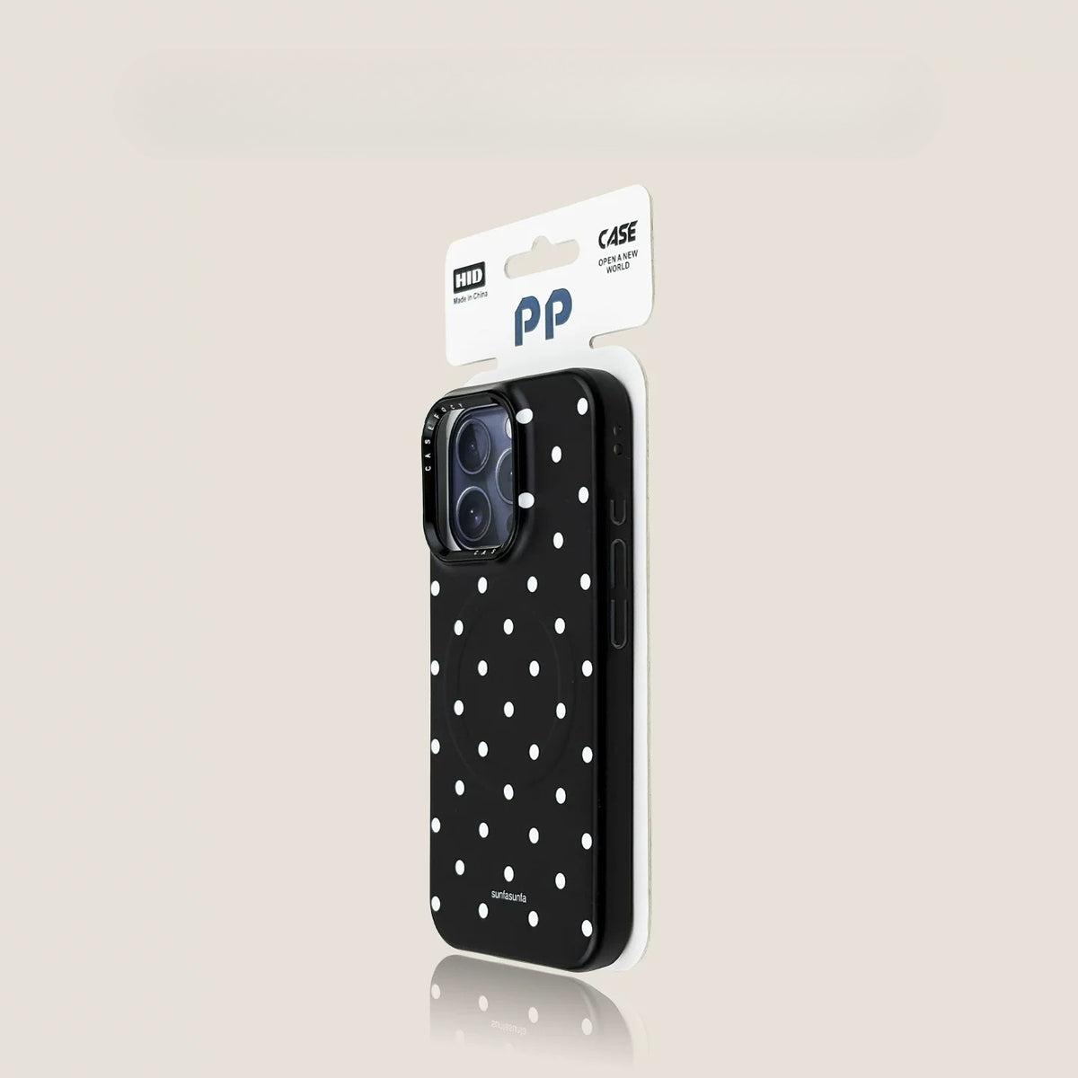 Casekai black background full screen white polka dot pearl flower bracket