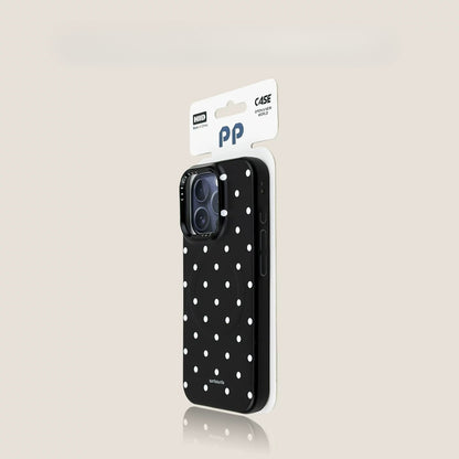Casekai black background full screen white polka dot pearl flower bracket