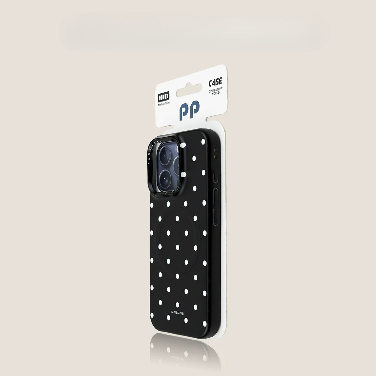 Casekai black background full screen white polka dot pearl flower bracket