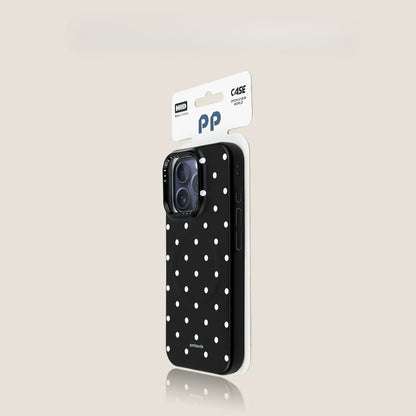Casekai black background full screen white polka dot pearl flower bracket