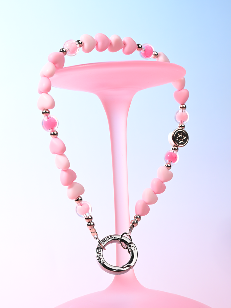Pink heart Pone Chain