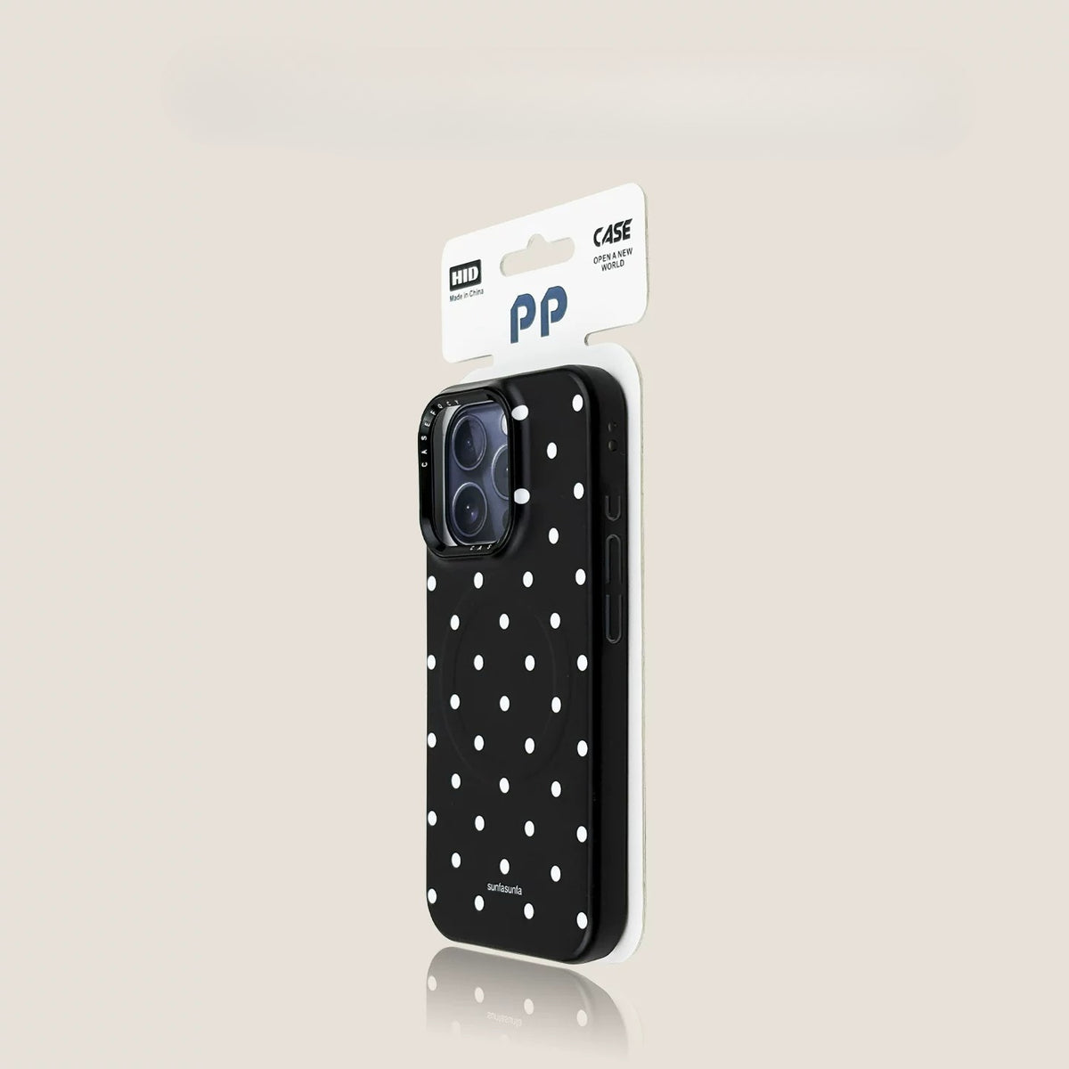 Casekai black background full screen white polka dot pearl flower bracket