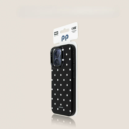 Casekai black background full screen white polka dot pearl flower bracket