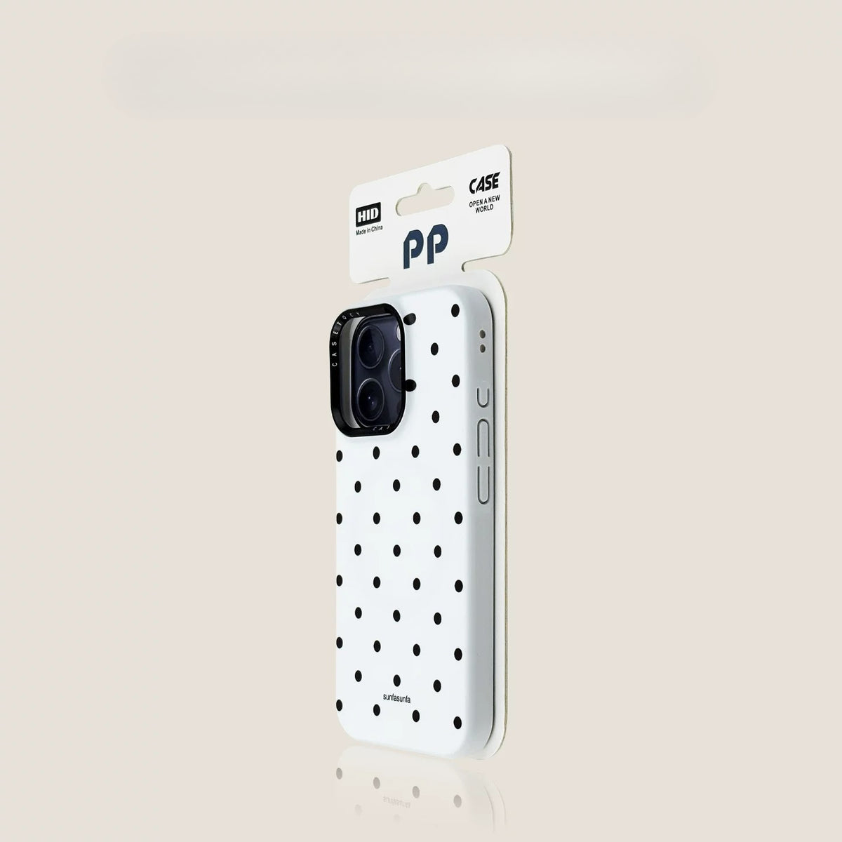Casekai black background full screen white polka dot pearl flower bracket