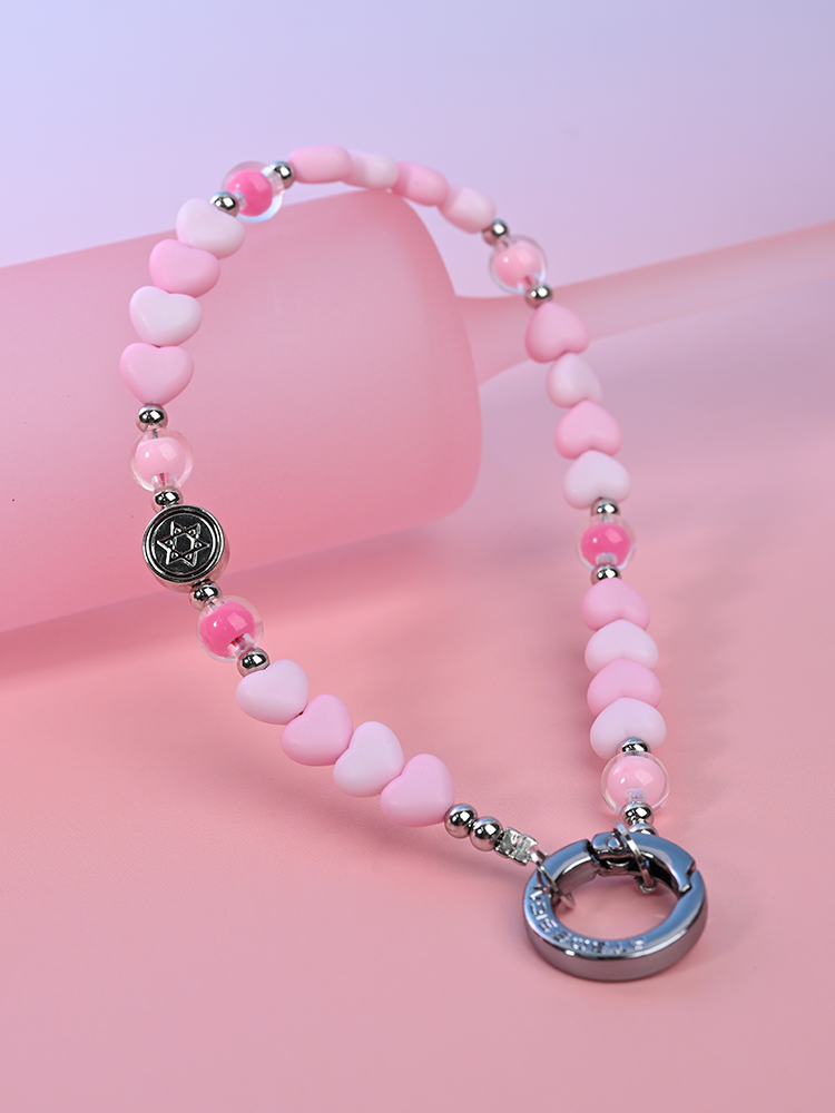 Pink heart Pone Chain