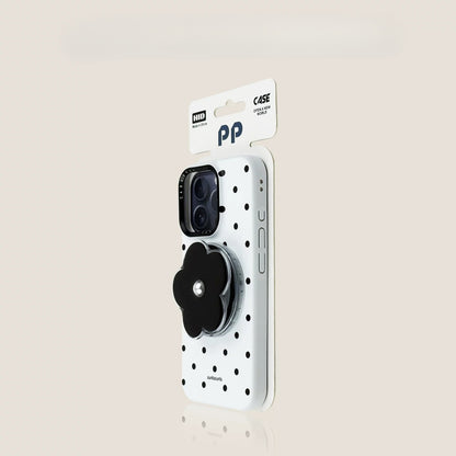 Casekai black background full screen white polka dot pearl flower bracket
