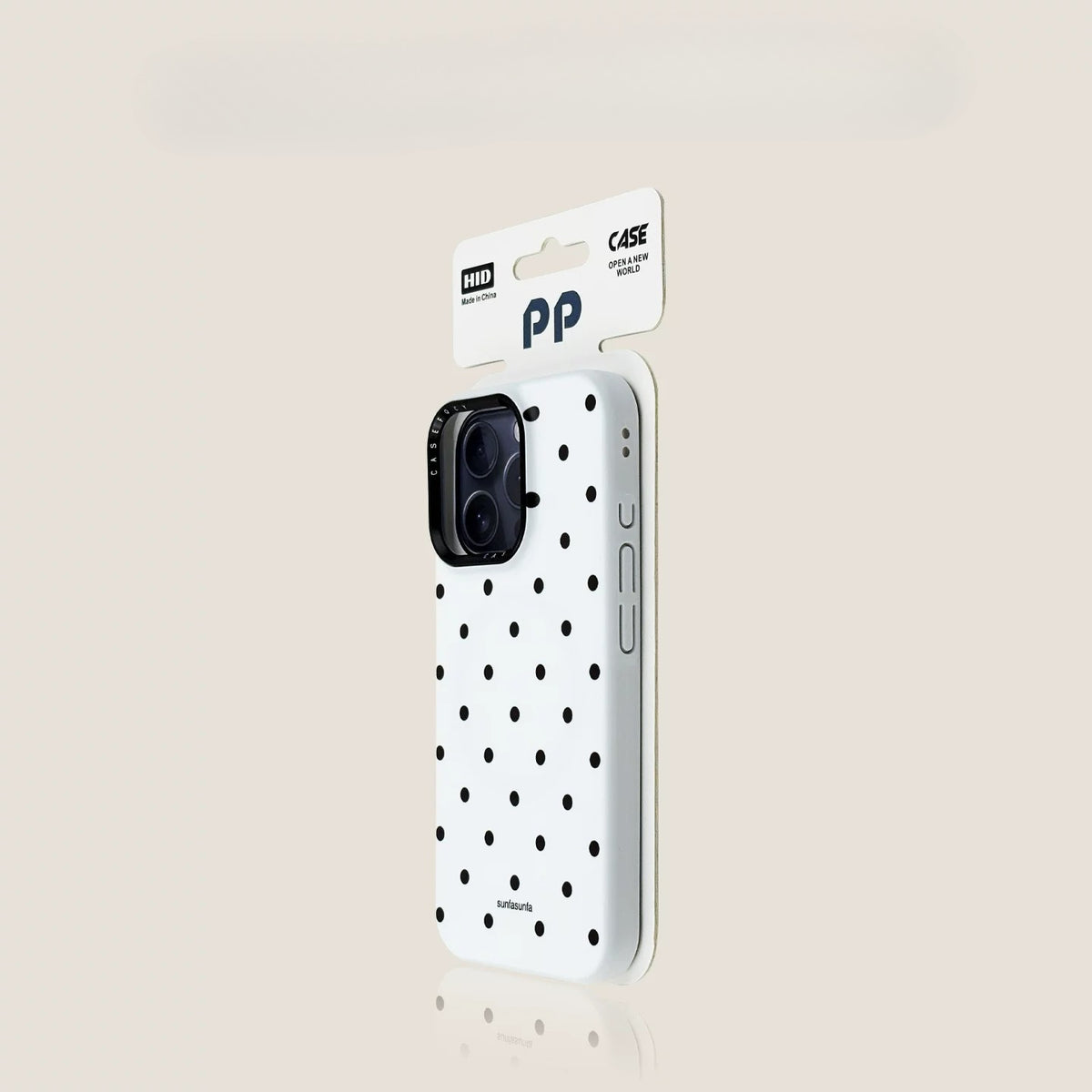 Casekai black background full screen white polka dot pearl flower bracket