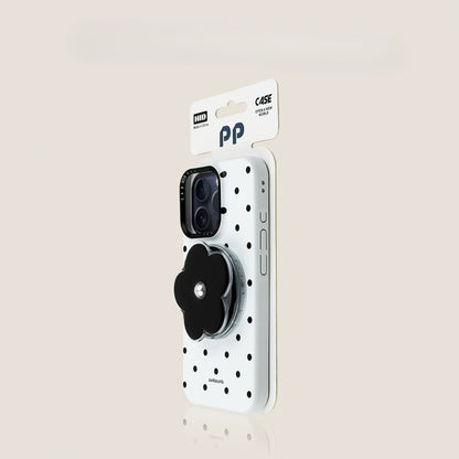 Casekai black background full screen white polka dot pearl flower bracket
