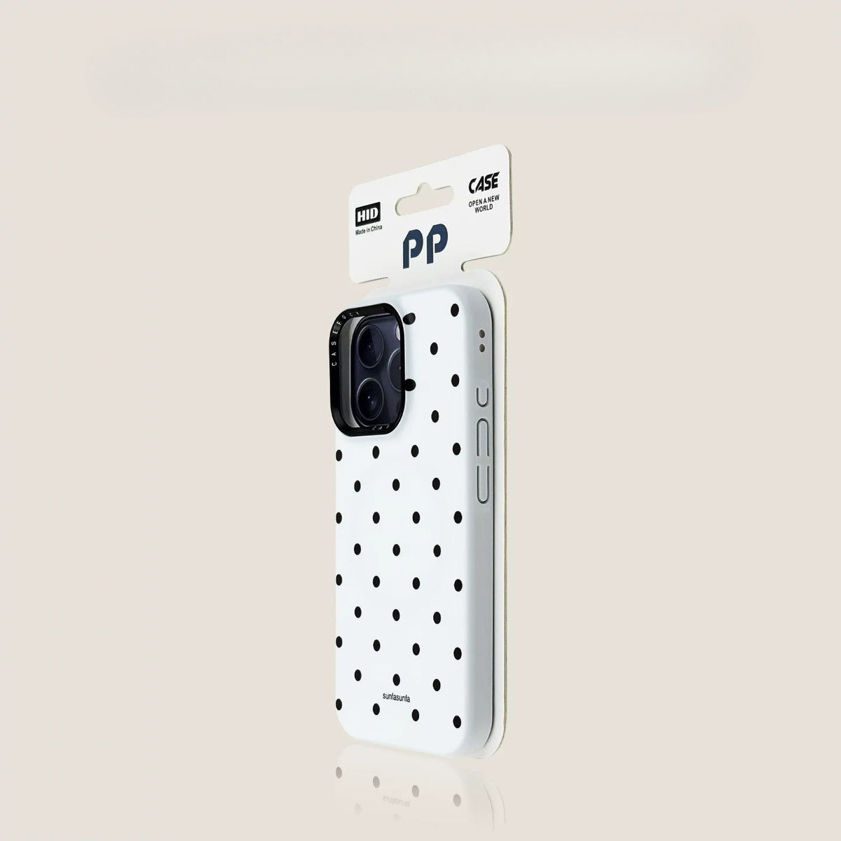 Casekai black background full screen white polka dot pearl flower bracket