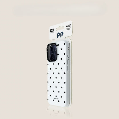 Casekai black background full screen white polka dot pearl flower bracket