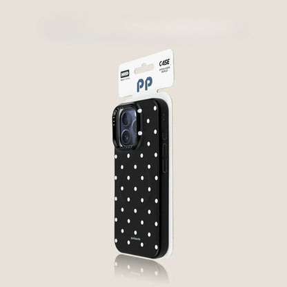 Casekai black background full screen white polka dot pearl flower bracket