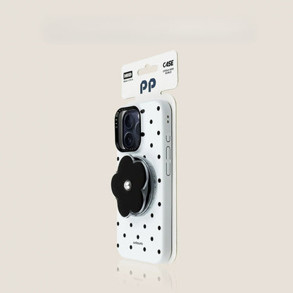 Casekai black background full screen white polka dot pearl flower bracket