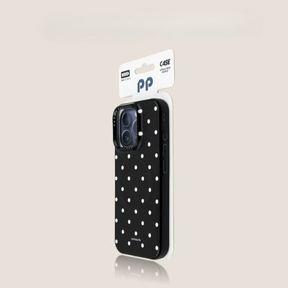 Casekai black background full screen white polka dot pearl flower bracket