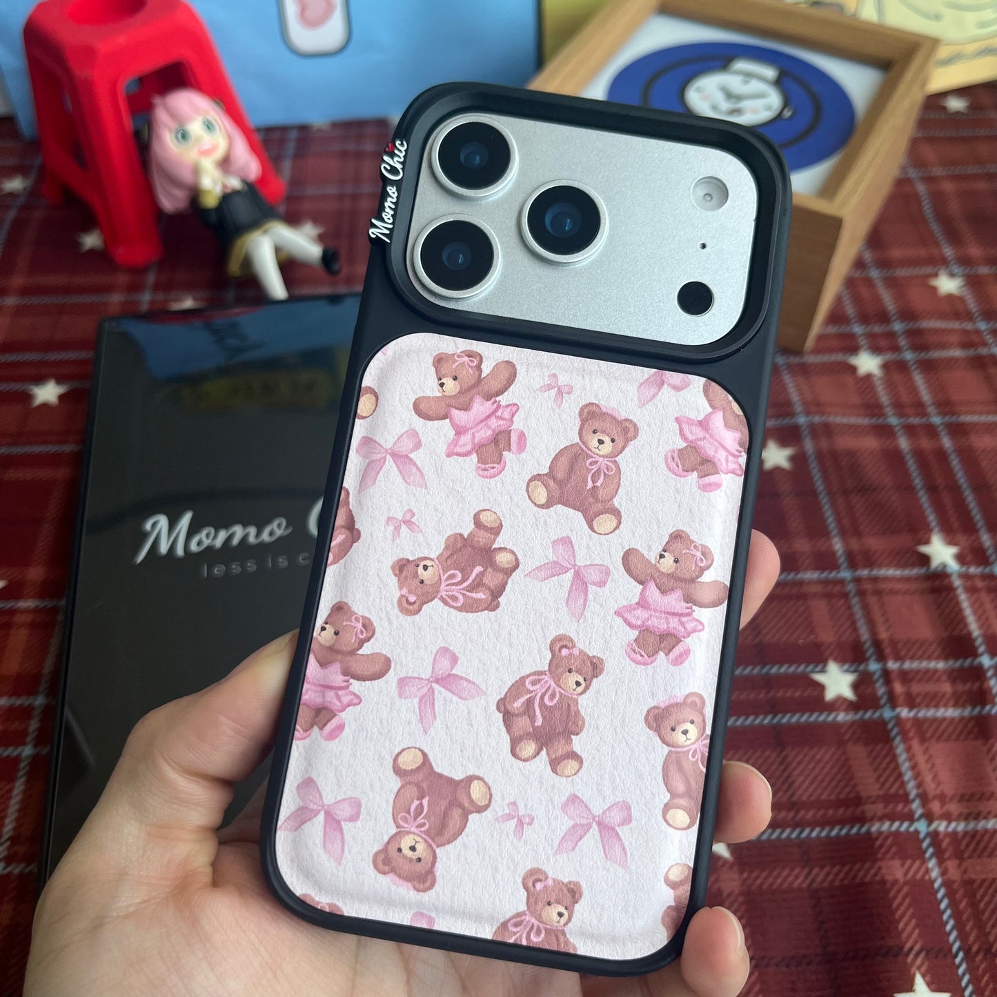 Momo Chic Ballet Bear phone case genuine leathe