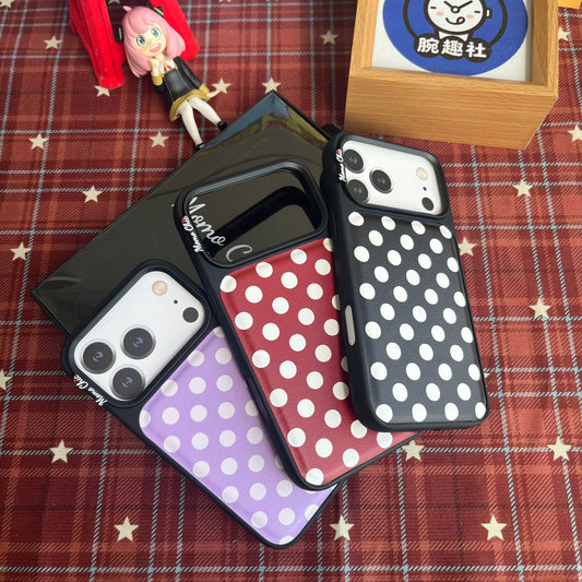 Momo Chic  Polka Dot Black Party phone case genuine leather