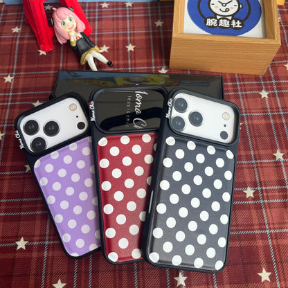 Momo Chic  Polka Dot Purple Party phone case genuine leather