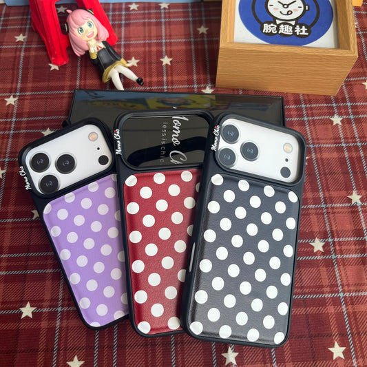 Momo Chic  Polka Dot Purple Party phone case genuine leather