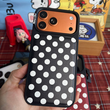 Momo Chic  Polka Dot Black Party phone case genuine leather