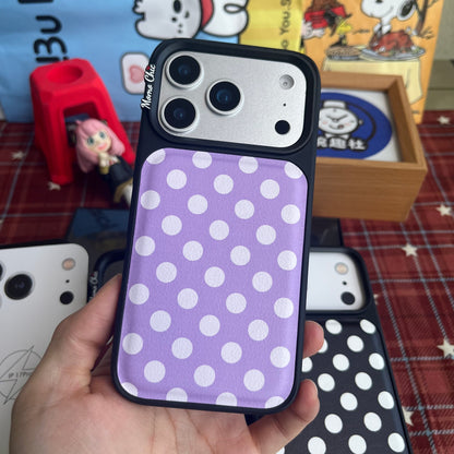 Momo Chic  Polka Dot Purple Party phone case genuine leather