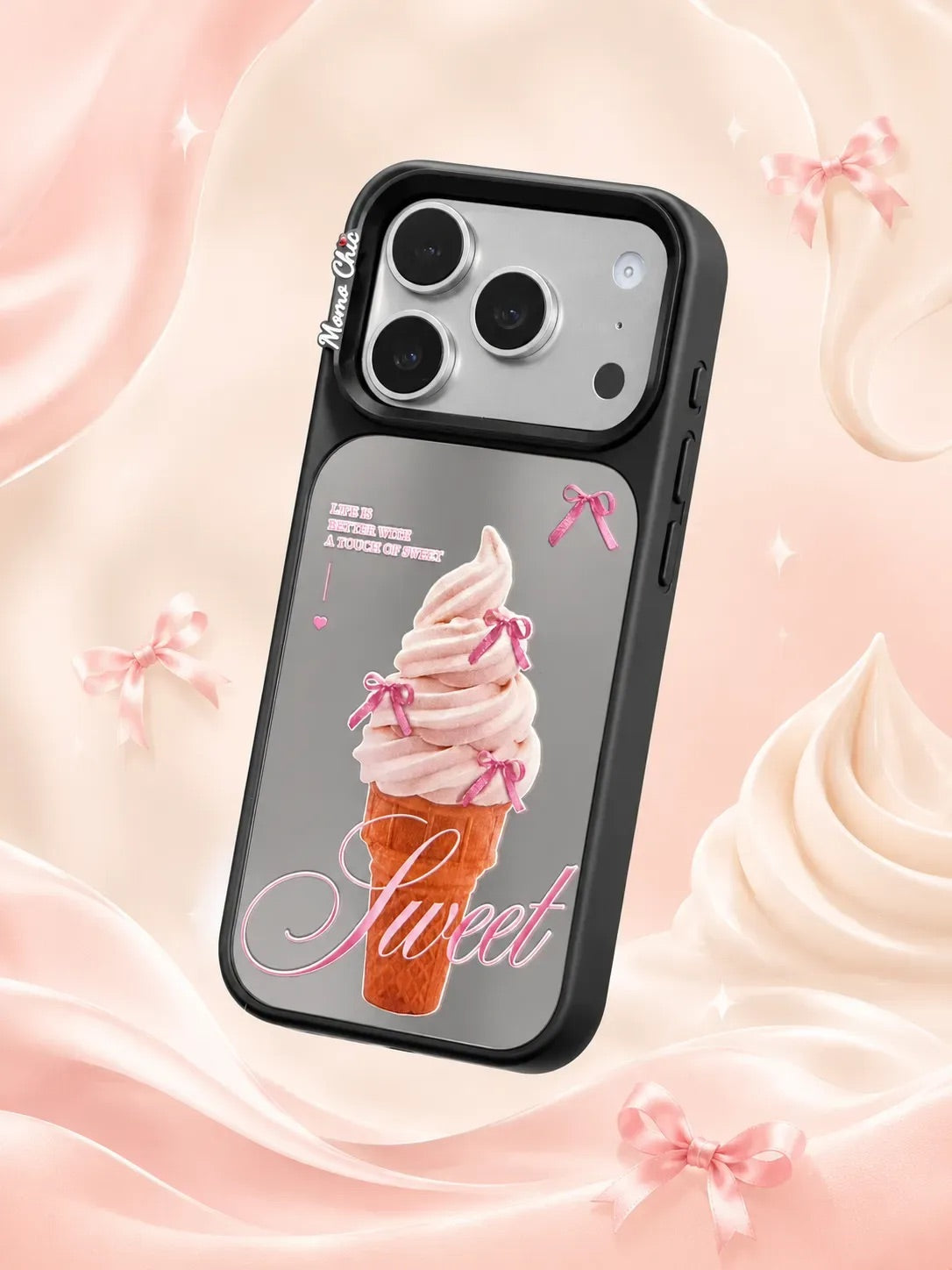 Momo Chic Bowknot ice cream phone case mirror Magsafe