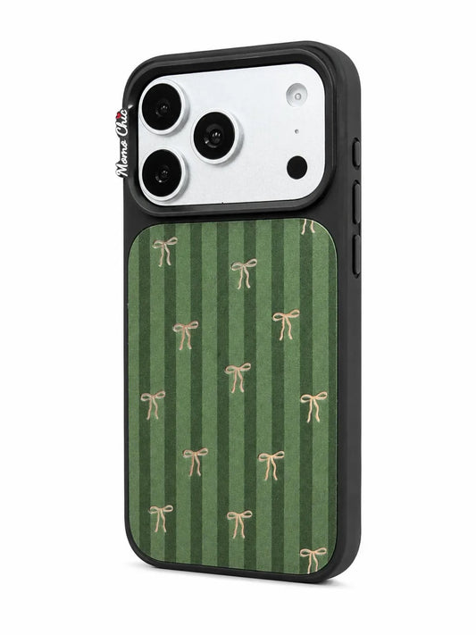 Momo Chic Dark green bowknot phone case mirror Magsafe