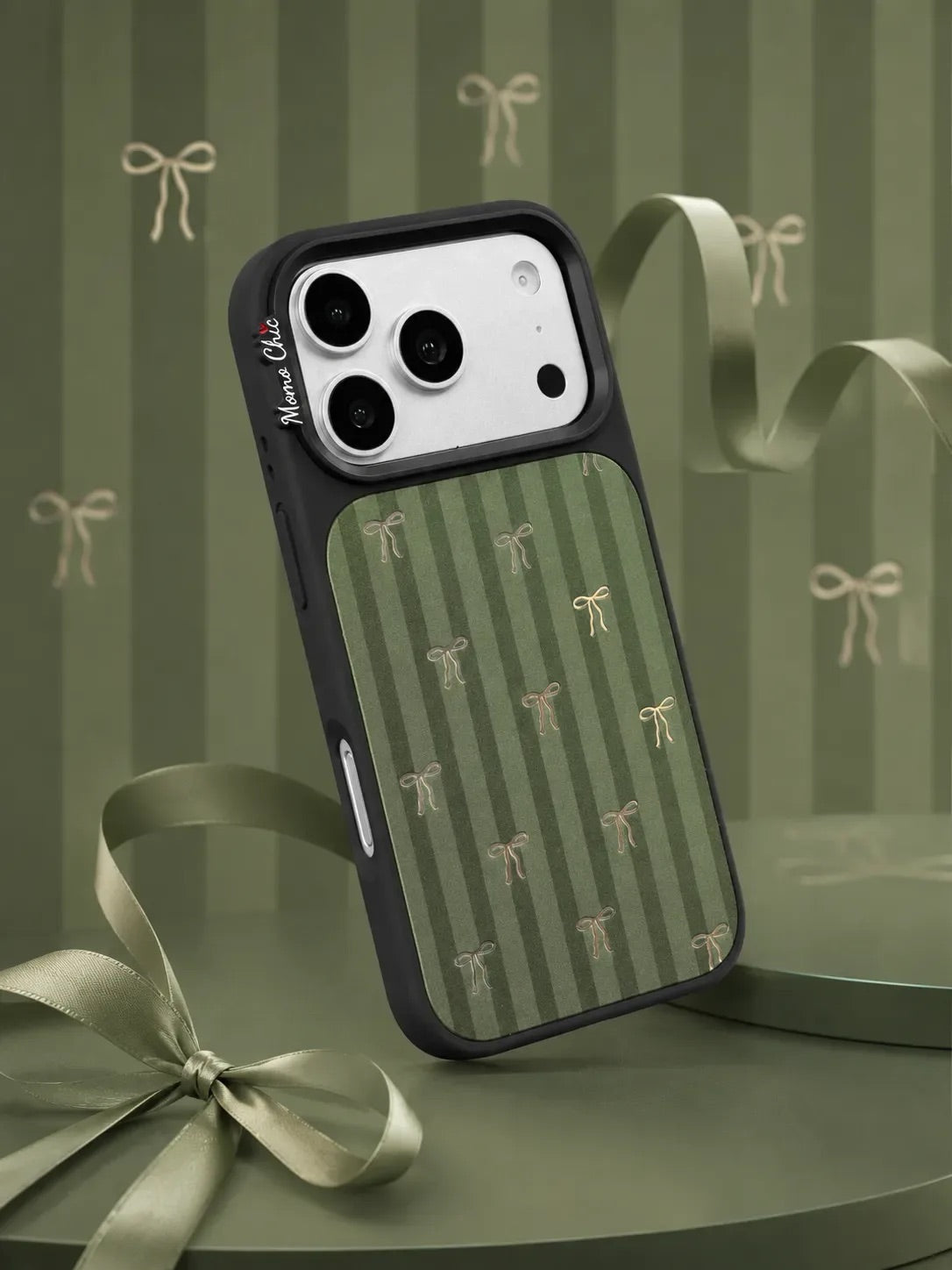 Momo Chic Dark green bowknot phone case mirror Magsafe
