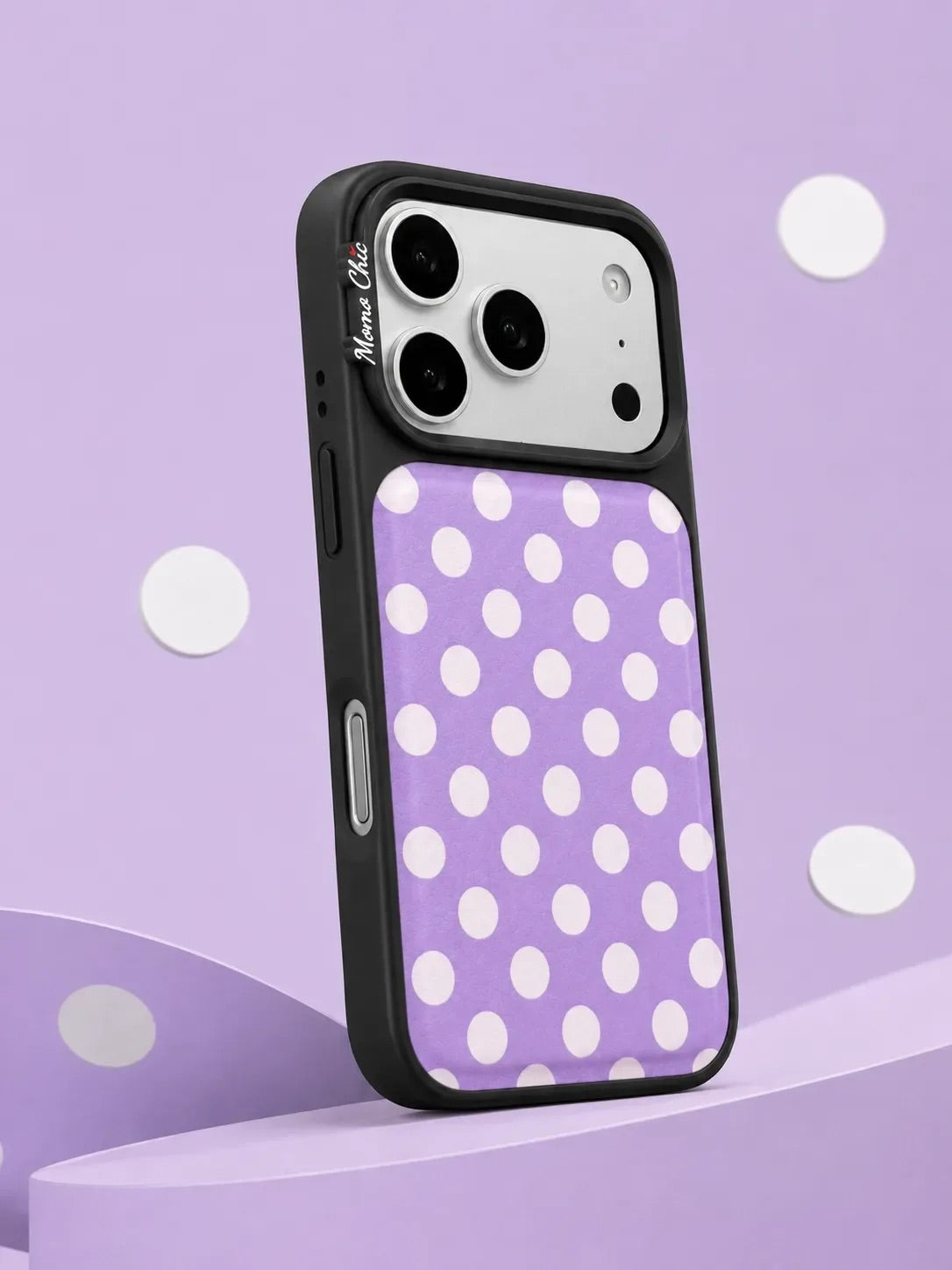 Momo Chic  Polka Dot Purple Party phone case genuine leather