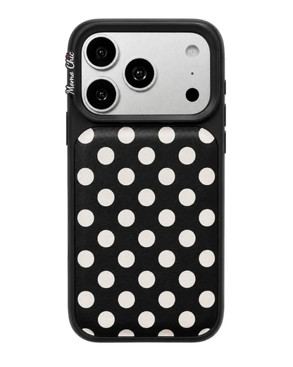 Momo Chic  Polka Dot Black Party phone case genuine leather