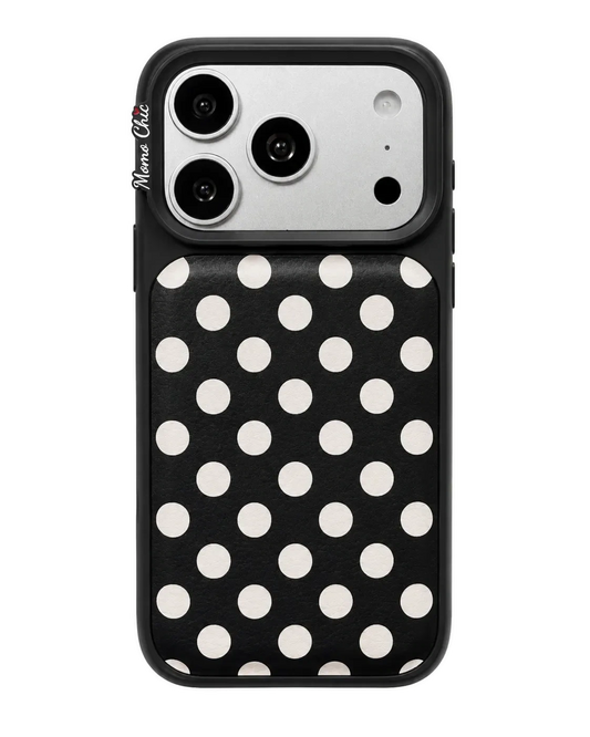 Momo Chic  Polka Dot Black Party phone case genuine leather