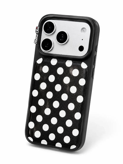 Momo Chic  Polka Dot Black Party phone case genuine leather
