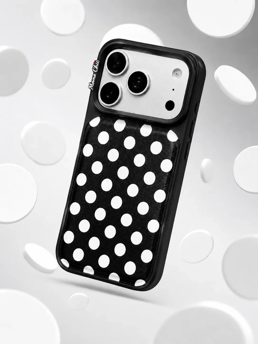 Momo Chic  Polka Dot Black Party phone case genuine leather