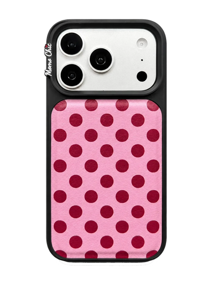 Momo Chic  Polka Dot Pink phone case genuine leather