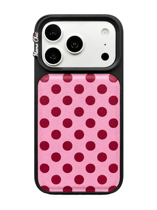 Momo Chic  Polka Dot Pink phone case genuine leather