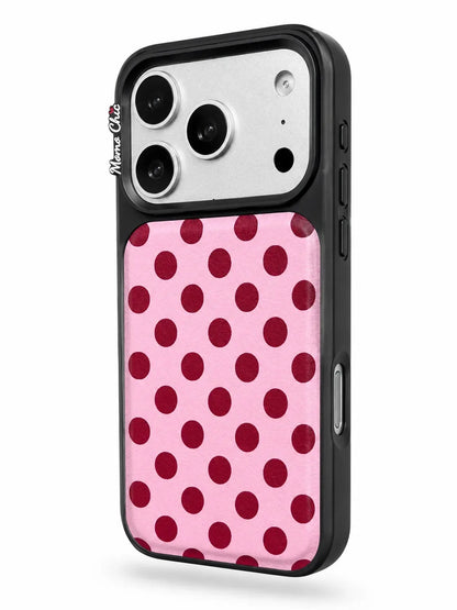 Momo Chic  Polka Dot Pink phone case genuine leather