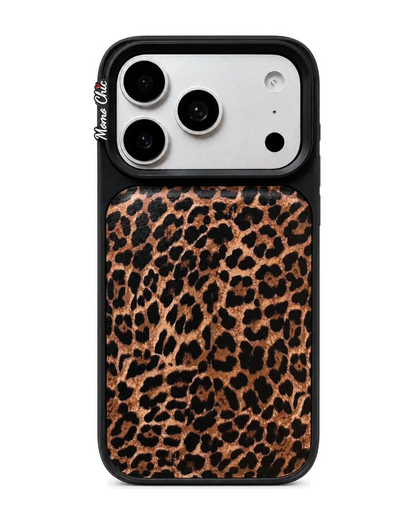 Momo Chic  leopard print phone case genuine leather