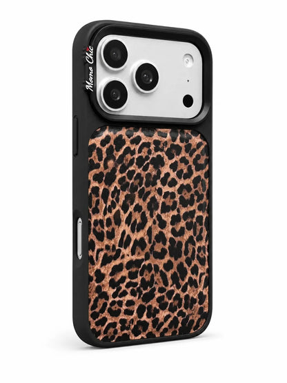 Momo Chic  leopard print phone case genuine leather