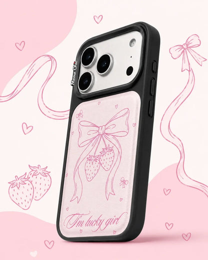 Momo Chic cherry bow phone case genuine leathe