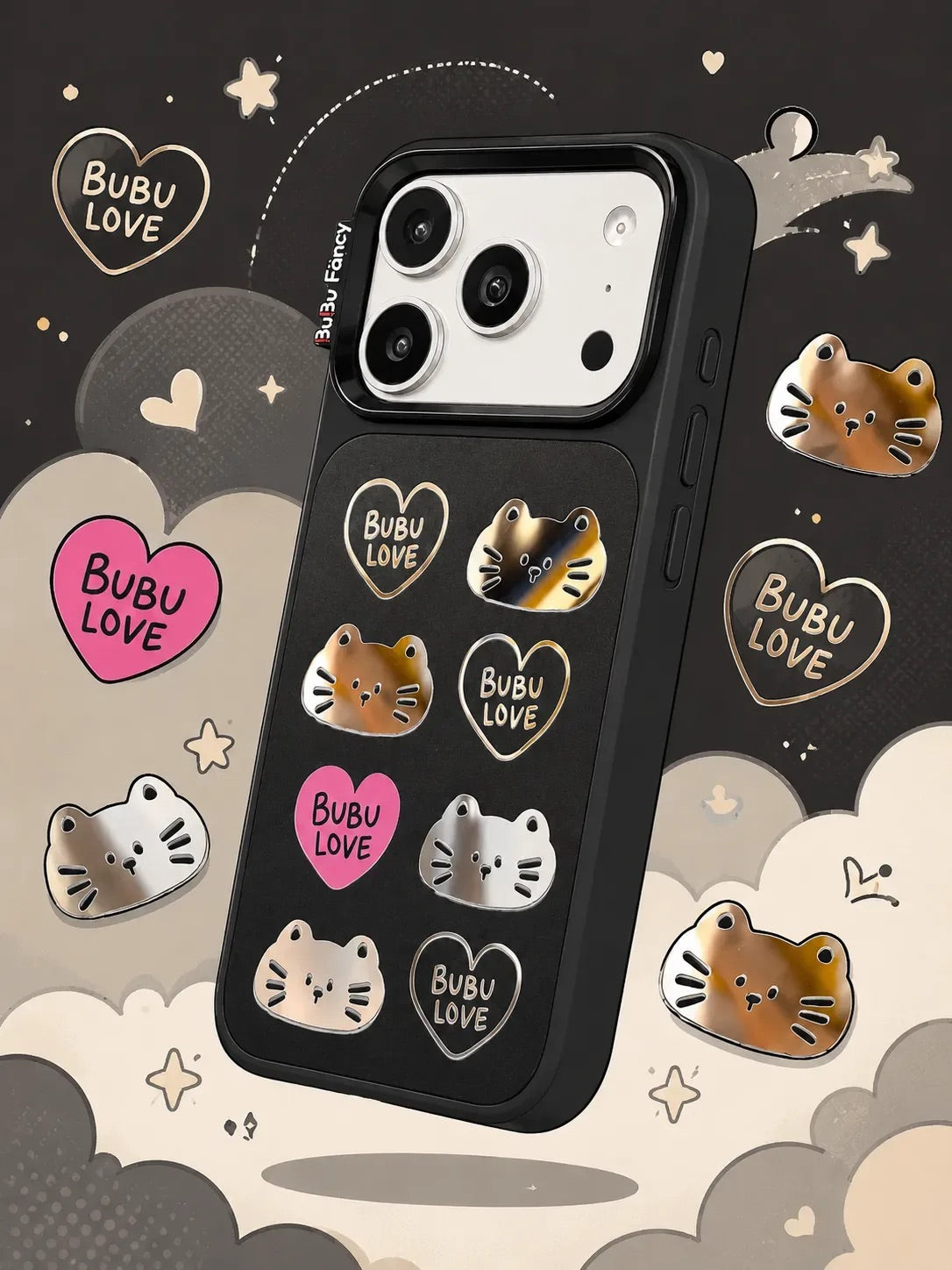 Bubu Fancy Loving Kitten mirror Phone case Magsafe