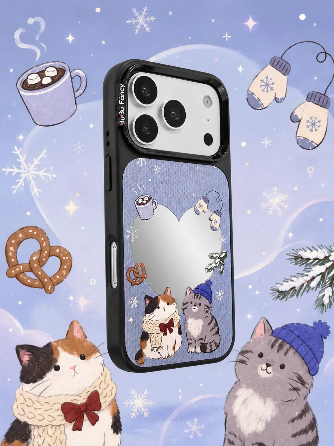 Bubu Fancy Winter Cat mirror Phone case Magsafe