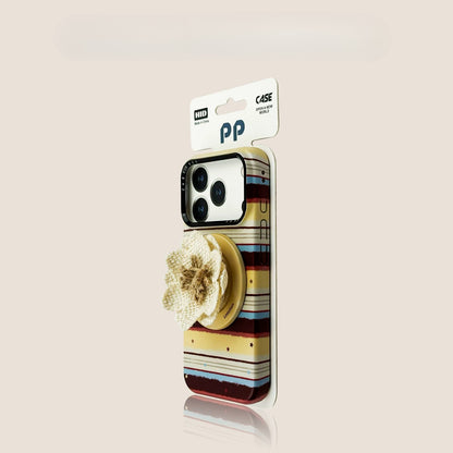 Casekai rose powder vertical strip love magnetic suction bracket