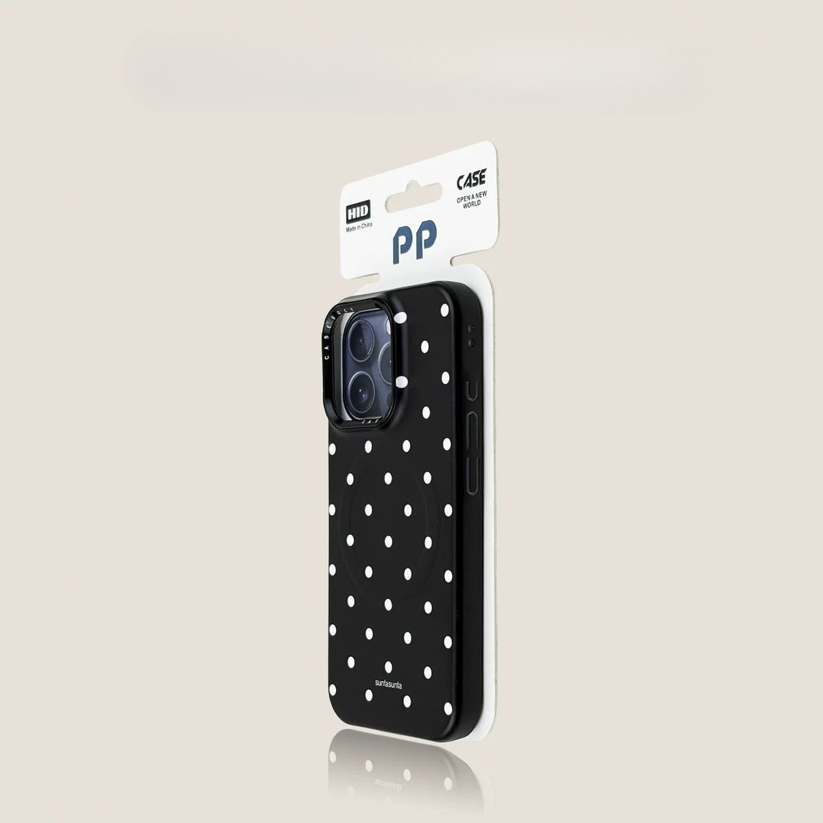 Casekai black background full screen white polka dot pearl flower bracket
