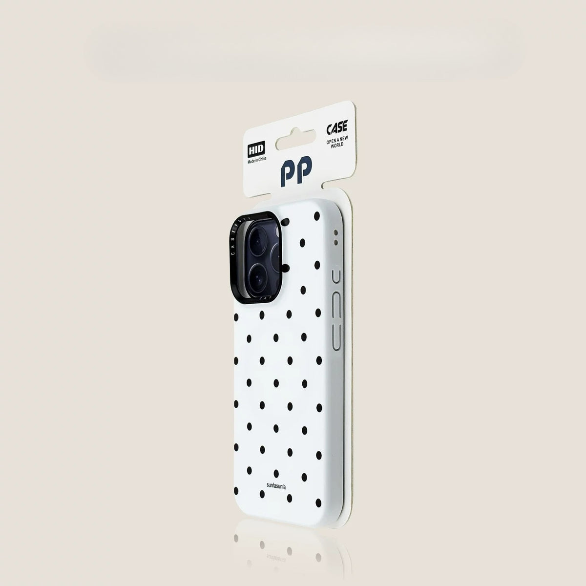 Casekai black background full screen white polka dot pearl flower bracket