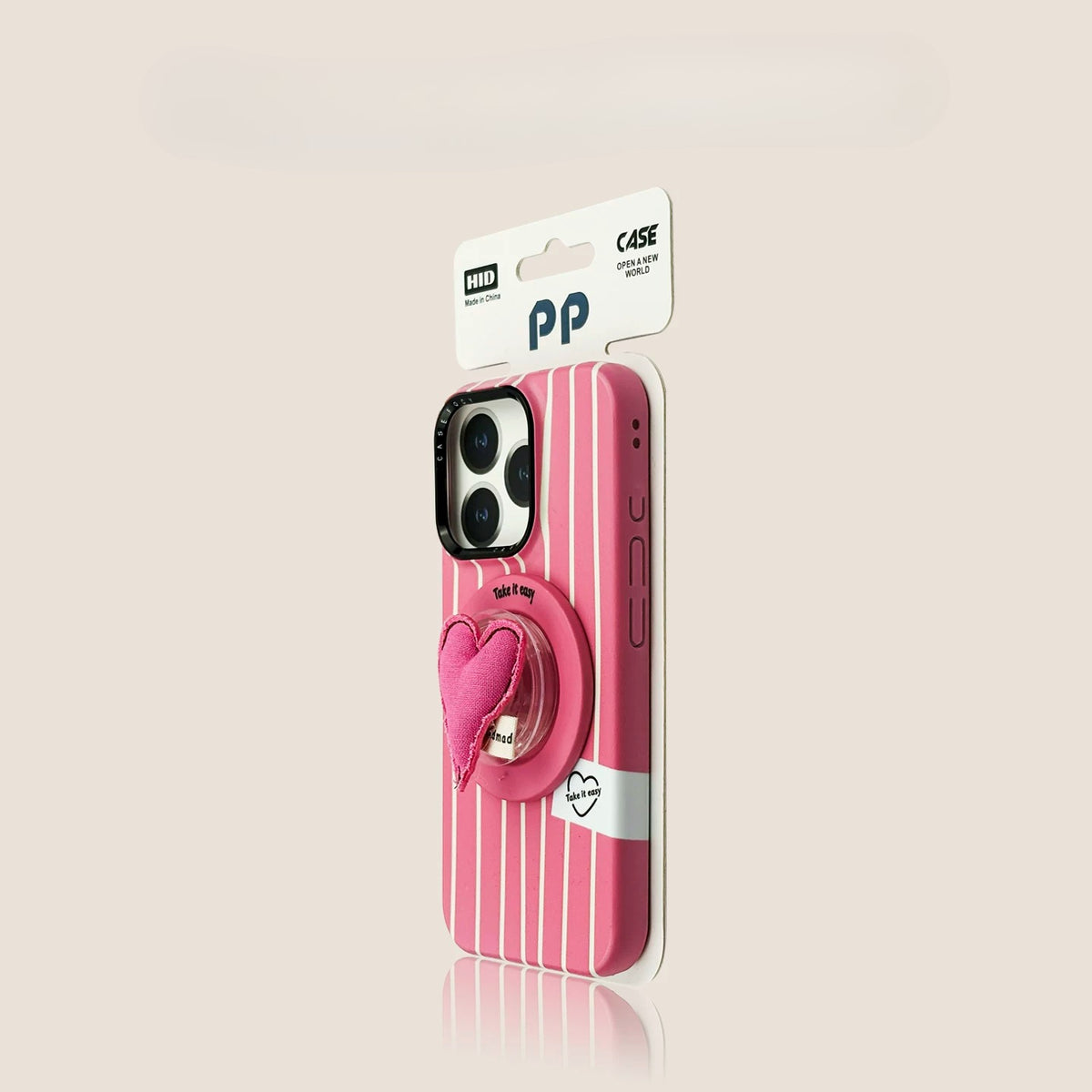 Casekai rose powder vertical strip love magnetic suction bracket