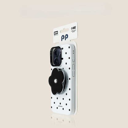 Casekai black background full screen white polka dot pearl flower bracket