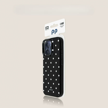 Casekai black background full screen white polka dot pearl flower bracket