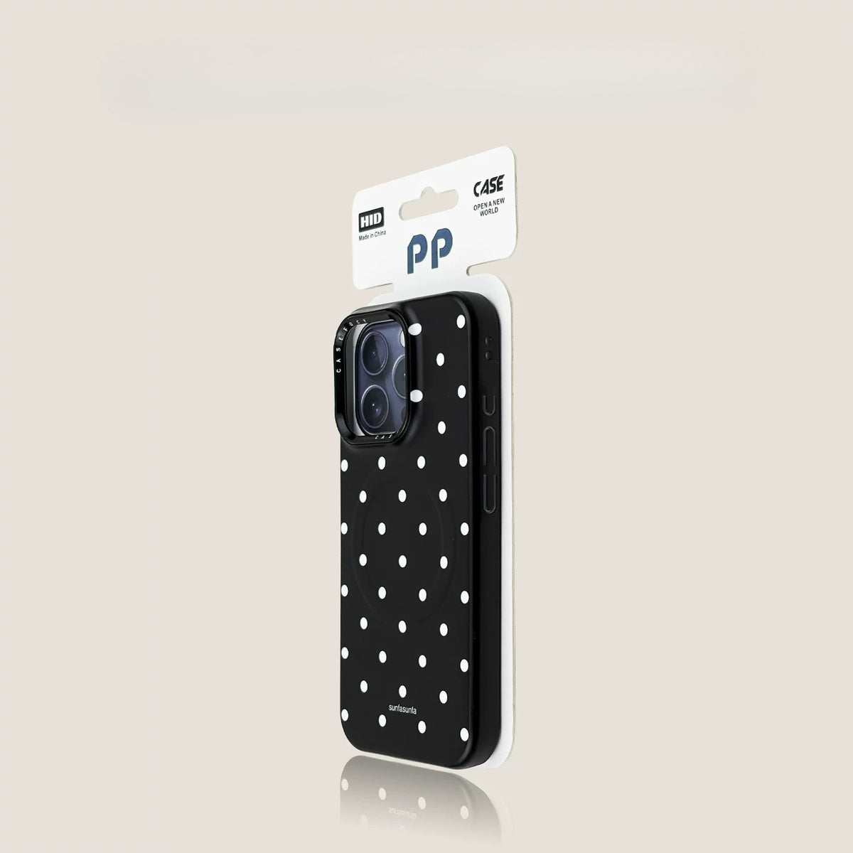 Casekai black background full screen white polka dot pearl flower bracket