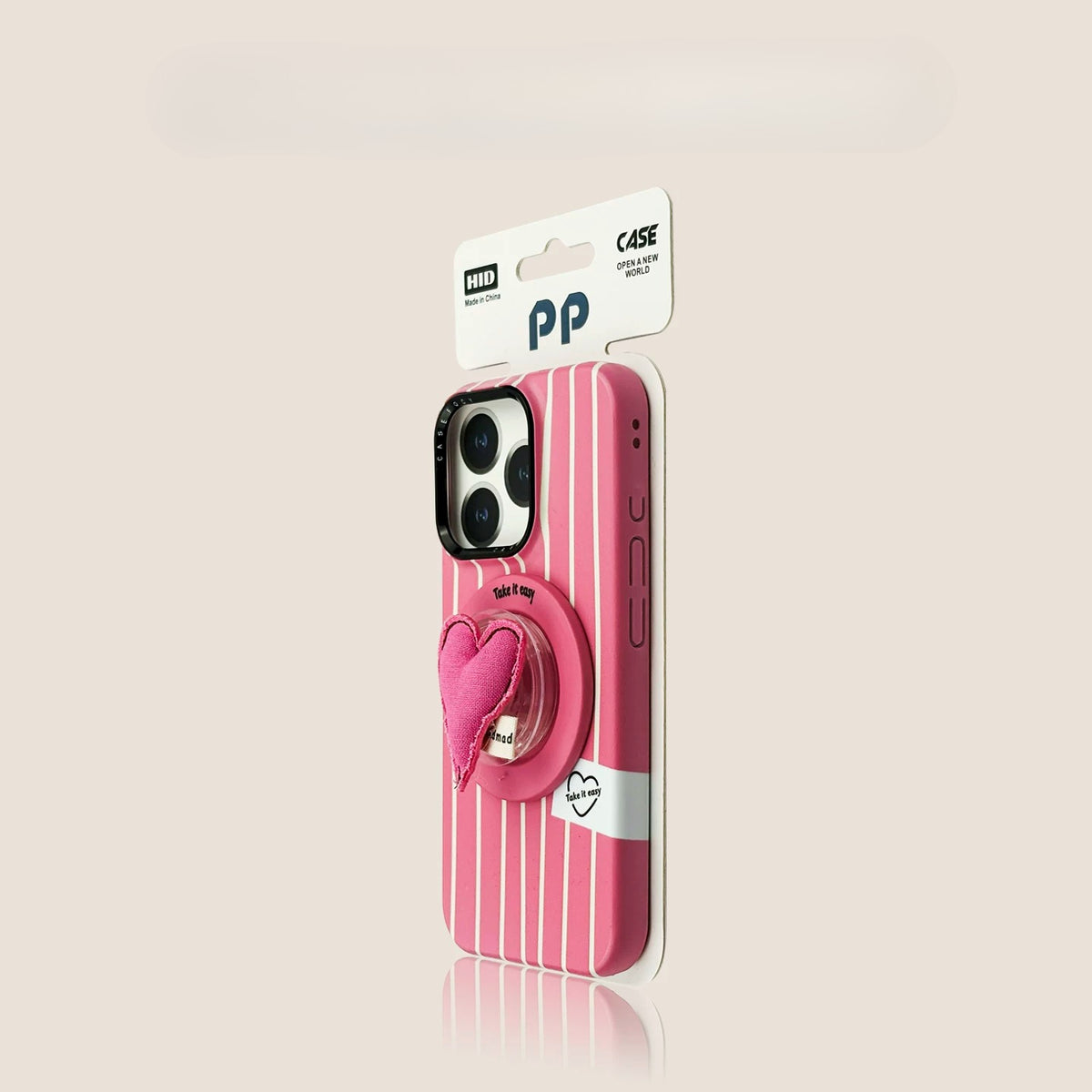 Casekai rose powder vertical strip love magnetic suction bracket